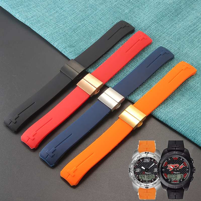 适配天梭TISSOT腾智硅胶表带20/21mm男橡胶手表带T121 T047 T013