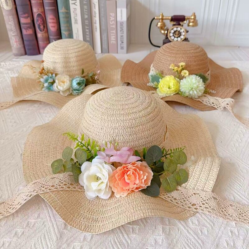 花艺草帽diy材料包法式礼帽干花遮阳帽子太阳帽端午节暖场活动