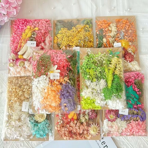 花艺材料包永生干花料A款画团扇贺卡手工干花小花束天然真花滴胶