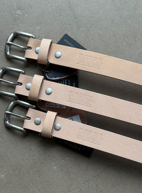 Barns 旧化喜人 日本制皮革工匠精制复古原色牛皮腰带皮带