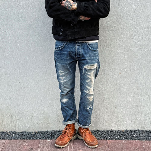 Gypsy Sons x D.I. 重度糜烂破坏补丁自然拟态水洗牛仔船员裤