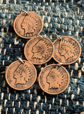 North Works x Button Works 复古古董一美分铜币挂件吊坠