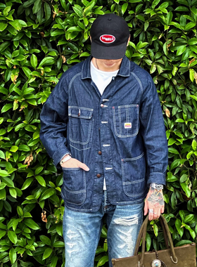 Workers Japan 猫扣全衣三本针西装弧形下摆多袋牛仔工装夹克