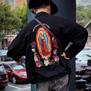 Wacko 日本伊势丹限定立体双面刺绣复古教练夹克 Maria刺绣天花板