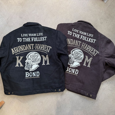 Kriff Mayer moleskin翻毛皮质感夹棉双面刺绣复古机车通勤棉夹克