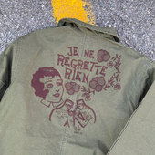 花囚犯Fleurs 夹克 复古女人水手刺绣老军布异布拼接工装 Bagne