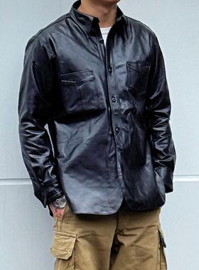 Tenjin Works天神 清仓特价 WS03顺滑油润牛犊皮小牛皮工装衬衫