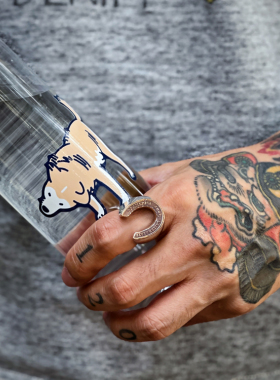 美分铜币切割重磅马蹄戒指