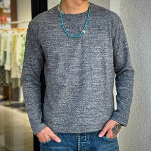 Riding High日本制老式梭织机制天竺雪花棉纯色通勤圆领长袖T恤