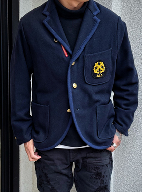 Gypsy Sons地区限定日本尾州混纺羊毛手工船锚刺绣徽章学院风西装