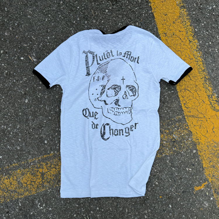 花囚犯Fleurs De Bagne竹节有机棉old school双面骷髅印花短袖T恤