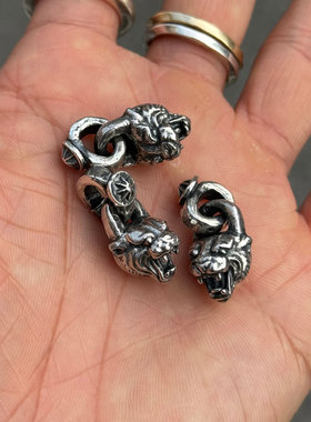 KOPO METAL 趣味十足 台湾手打925银硫化做旧复古虎头吊坠