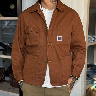 Workers Japan 日本缓慢梭织复古多袋猫扣水洗帆布铁道工装夹克