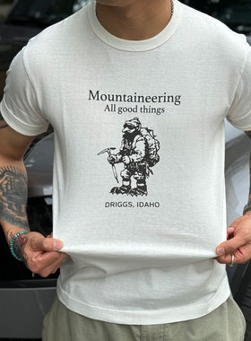 BARNS 一天只做12件 日本制空纺棉户外登山主题印花复古短袖T恤