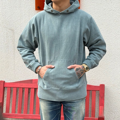 天然蓝染植物染连帽卫衣
