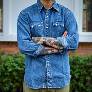 Workers Japan 9.5oz 原色&水洗做旧猫眼扣复古西部牛仔衬衫