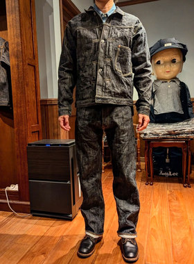 TKO经典大战 日本冈山13.5oz天然靛蓝绳染巴黎扣直筒原色牛仔裤