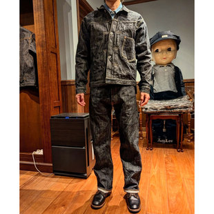 TKO经典大战 日本冈山13.5oz天然靛蓝绳染巴黎扣直筒原色牛仔裤