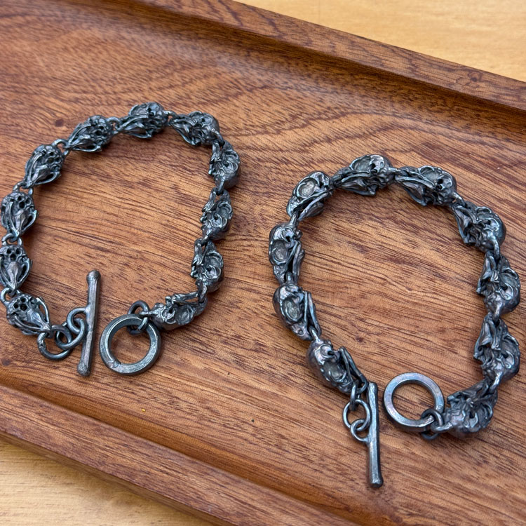 FALCON隼 骷髅美学 店铺限定款做旧隼头头骨全银复古手链