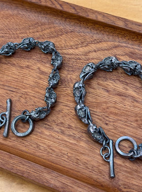 FALCON隼 骷髅美学 店铺限定款做旧隼头头骨全银复古手链