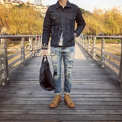 Tellason 重磅魔王 日本赤耳14.75oz原色特厚人造羊羔绒牛仔夹克