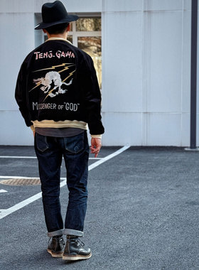 Gypsy Sons 日本制神信使者白狼双面横须贺刺绣复古通勤夹克