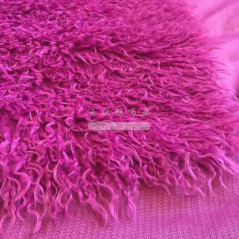 滩羊毛人造毛仿皮草服装面料背景布抱枕玩具手工卷毛布长毛绒布料