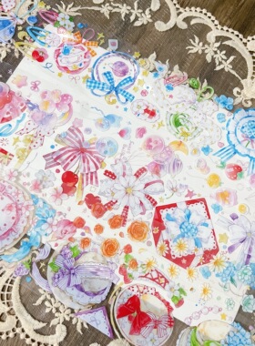 分装 moodtape少女结发饰气球烟花朵pet基础特油和纸胶带diy手帐