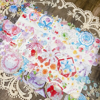 分装 moodtape少女结发饰气球烟花朵pet基础特油和纸胶带diy手帐