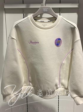 斯凯奇2026新年款女童圆领舒适秋冬针织套头卫衣P126G020