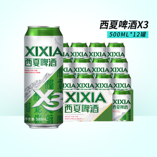 经典 西夏啤酒X3银川易拉罐装 包邮 12罐 黄啤嘉士伯旗下 整箱500ml