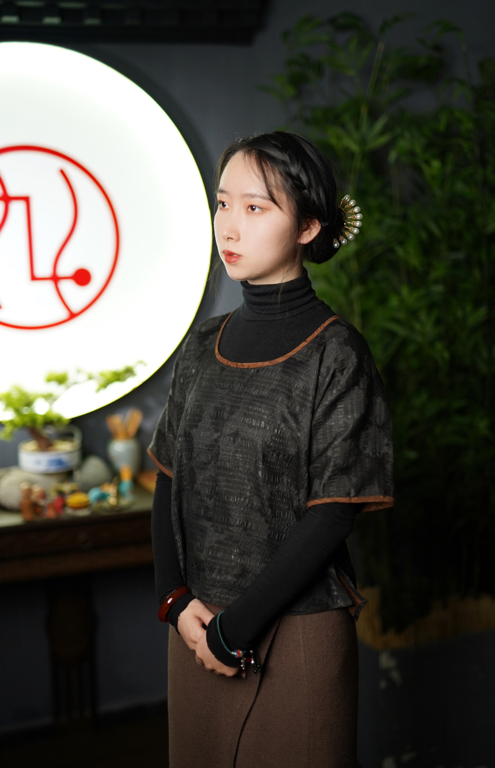 2021鱼玄小九 汉元素 冠乐绉香云纱 坦领半臂 真丝 原创汉服