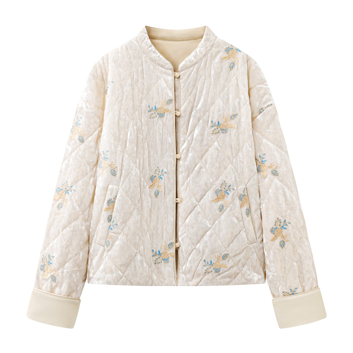 71PU-2208国风刺绣盘扣棉服2025冬季新款复古圆领宽松保暖外套,女装/女士精品,棉衣/棉服,淘宝优惠券,粉丝福利购,淘宝优惠卷