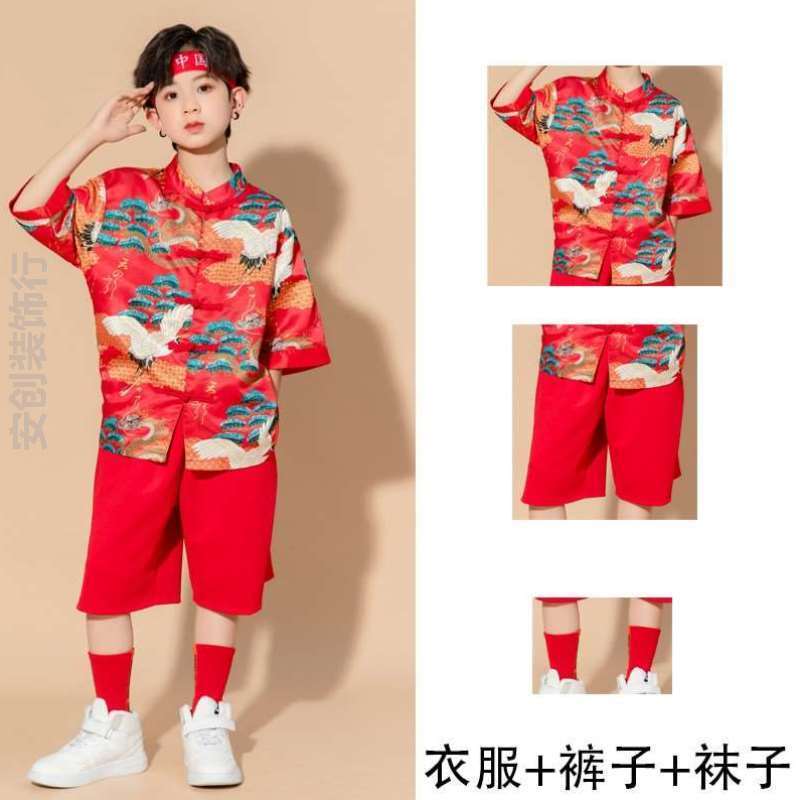 爵士六一的旗袍舞蹈服装搭少儿科目儿童节风穿三国hipho街舞衣服.