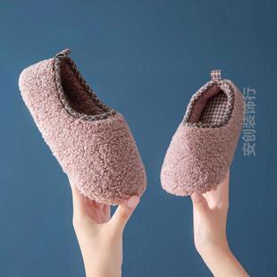 加绒软底毛托拖鞋男女木地板舒服月子鞋静音鞋厚底月份鞋子鞋棉跟