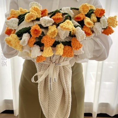 玫瑰花束毯子铃兰向日葵毛毯钩针手工diy编织材料包牛奶棉毛线