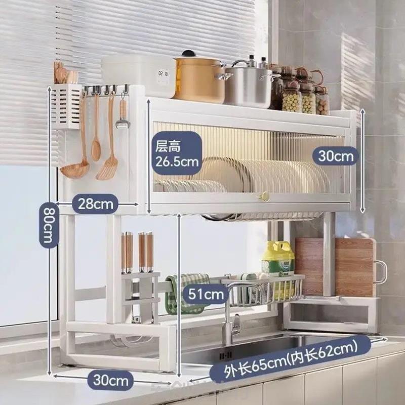 厨房水槽置物架台面碗碟防尘沥水架多功能水池简易碗柜收纳神器