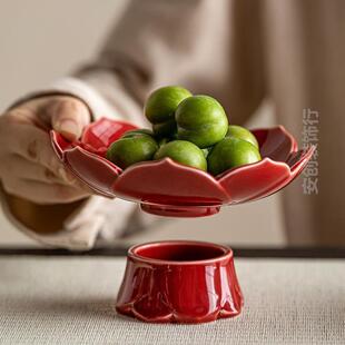 高脚小茶点盘专用日式观赏佛手柑下午茶陶瓷零食花器果盆桌面果盘
