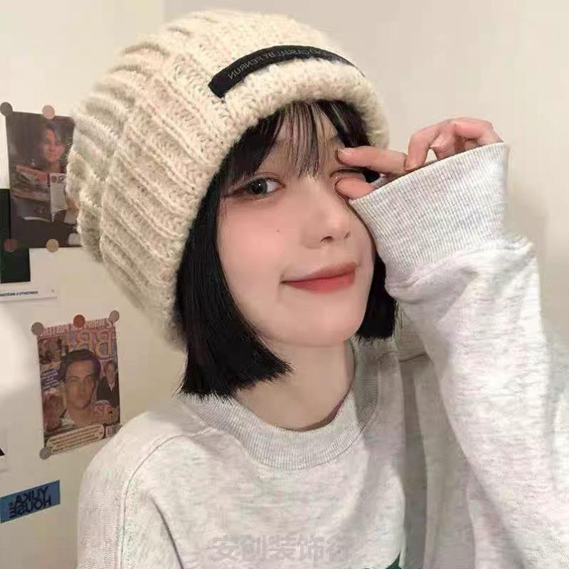 老人帽子女奶奶新款男学生毛线保暖加绒毛线帽毛球百搭防风粗小帽