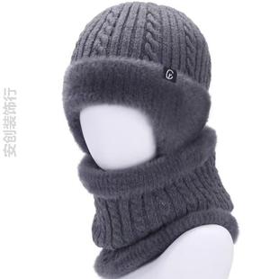 中老年男士帽子冬护耳帽中老年女士帽子冬冬天两件套寒冬滑雪舒适