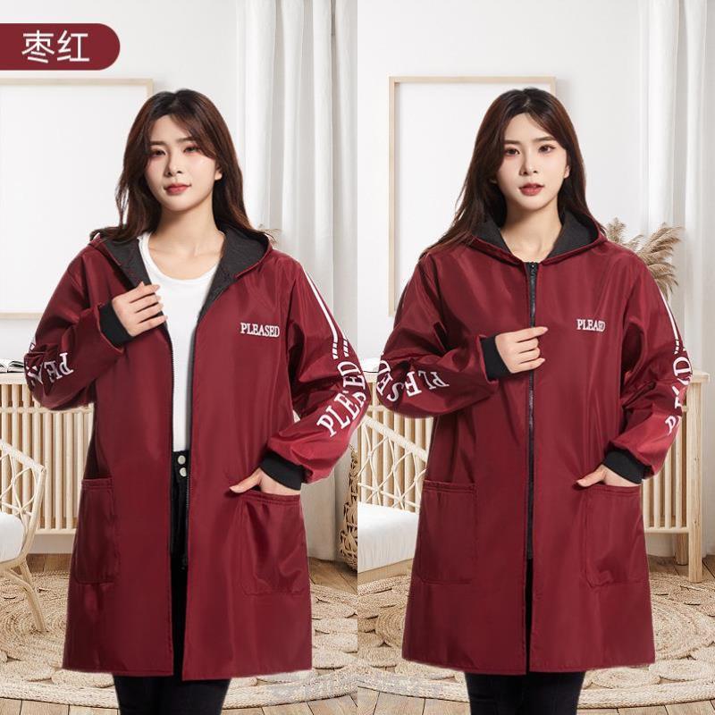 外套男大人冬季罩衣女新款加绒加厚工作长袖风衣外穿男女加肥中长