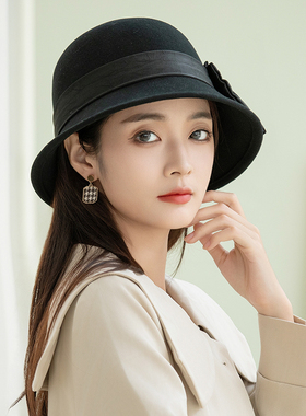 卷边羊毛帽子女秋冬高级感渔夫帽
