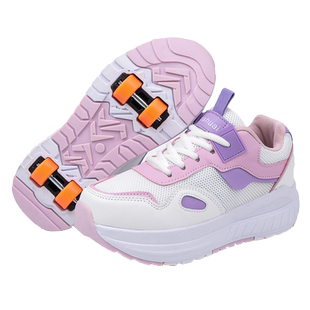 暴走鞋双轮隐形按钮学生轮滑鞋收缩单轮女童男童轮子鞋儿童变形鞋