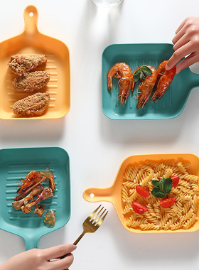 零食糖果塑料盘子多彩骨碟家用吐骨头餐桌带手柄水果饼干收纳碟子