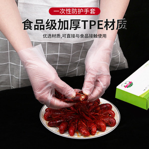 加厚坚韧一次性手套tpe弹性家用食品餐饮清洁洗碗家务防水油手套