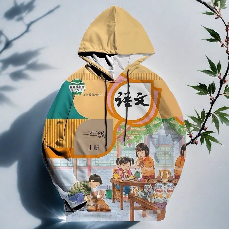 语文书衣服长袖一二三四五六x年级教科书封面衣服搞怪小学课本t恤