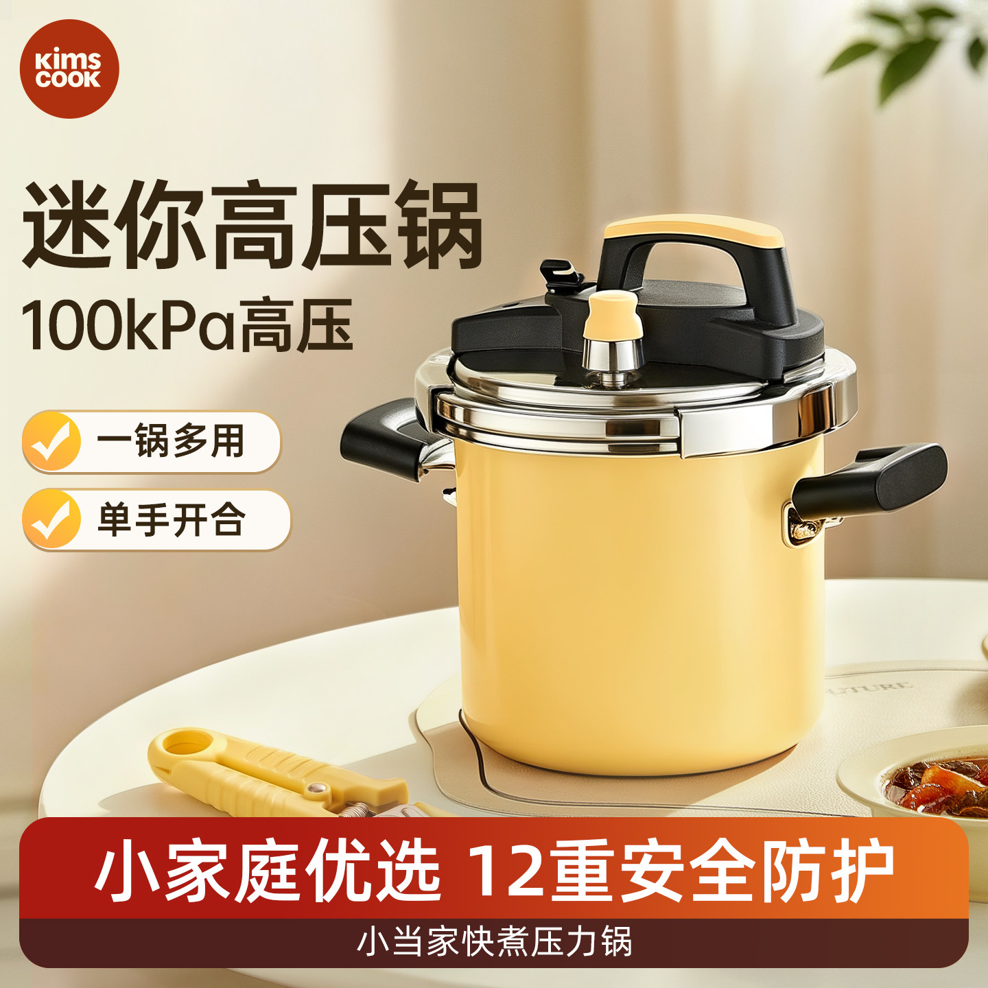 kimscook迷你高压锅家用小型新款燃气电磁炉通用一人食高级压力锅图片