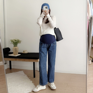 孕妇牛仔裤2026新款春季外穿小个子孕晚期大码春秋托腹九分直筒裤