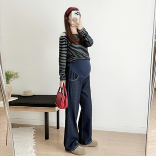 孕妇牛仔裤2026新款春季小个子外穿春秋款孕晚期大码阔腿直筒长裤