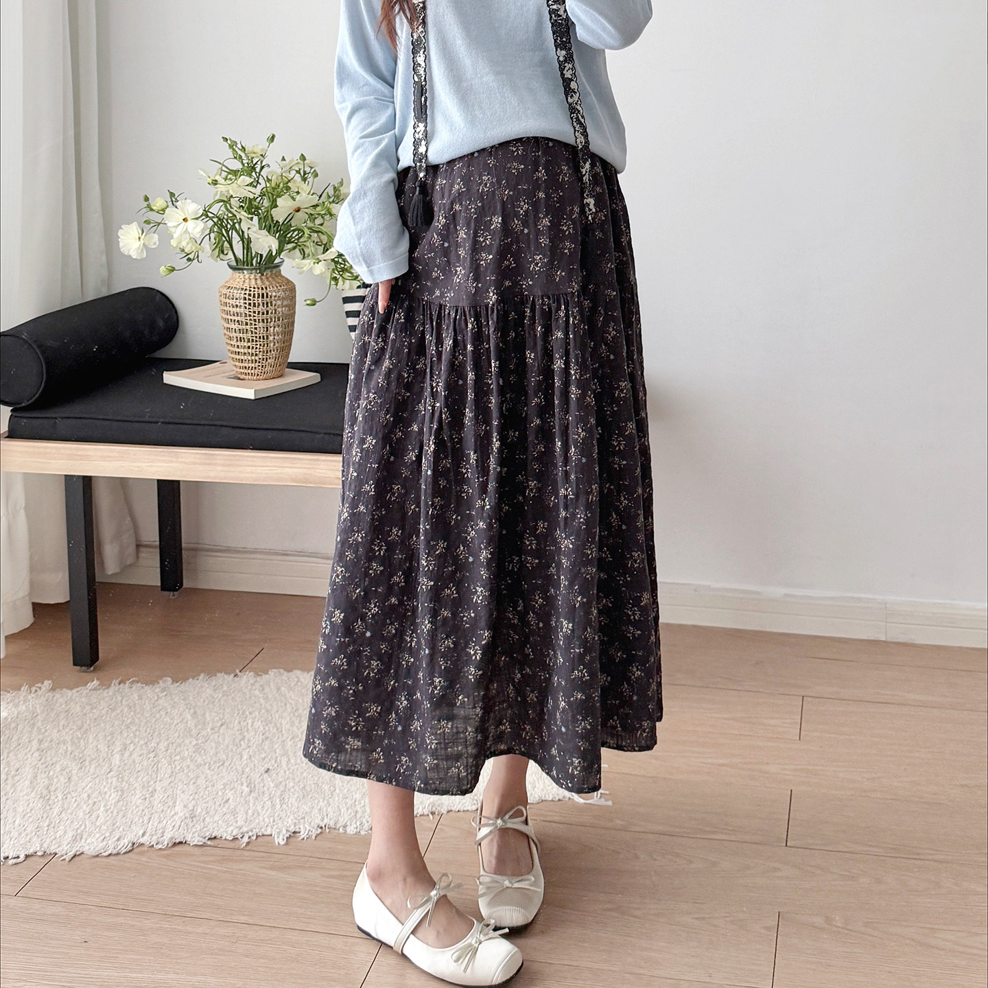 孕妇半身裙春夏装外穿小个子碎花夏季长款显瘦A字大码孕妇装裙子